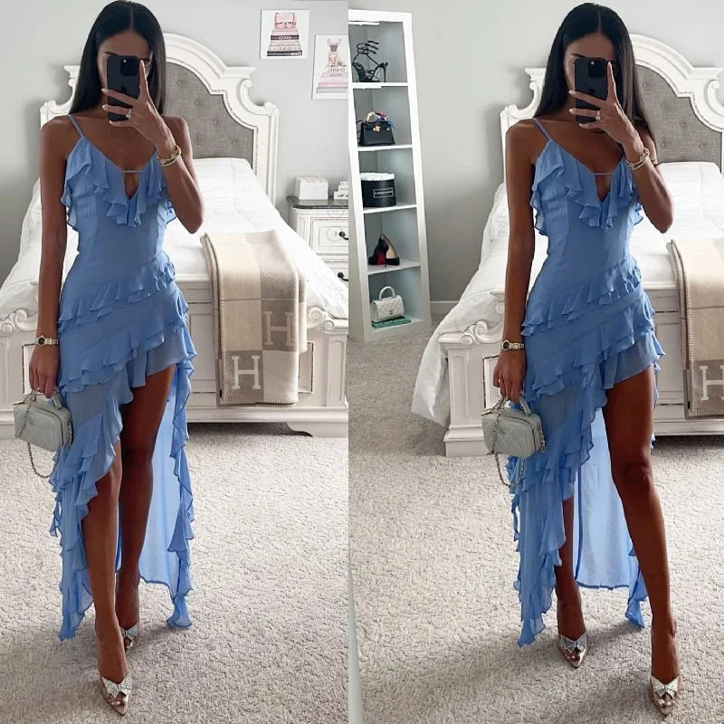 Robe dos nu sexy de couleur unie pour femmes - Christine
