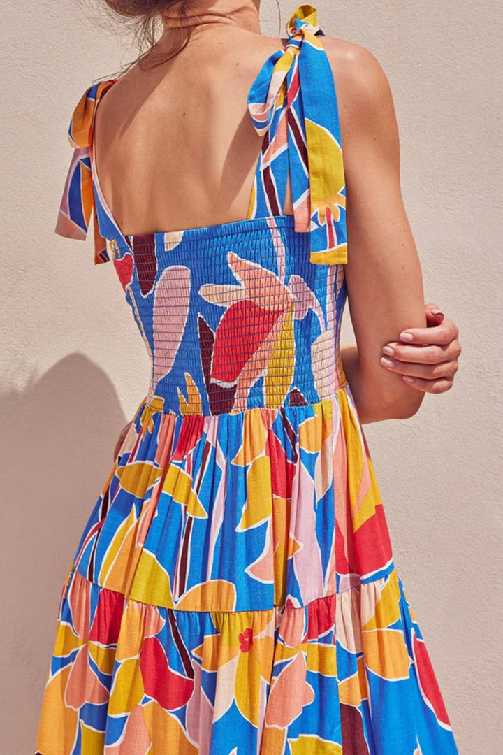 Robe Fleurie Femme Épaules Nouées Chic - Clara-2