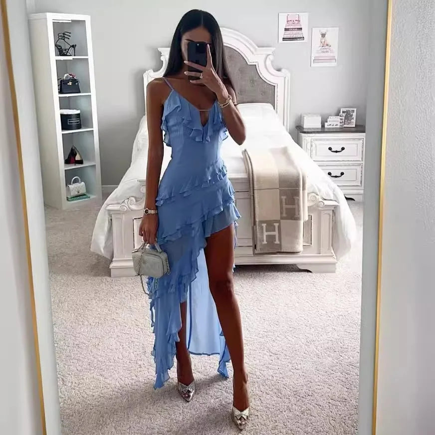 Robe dos nu sexy de couleur unie pour femmes - Christine