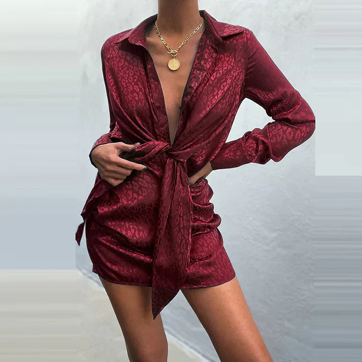 Variant image for Robe Longue Femme Élégante en Satin à Manches Longues - Emily-16