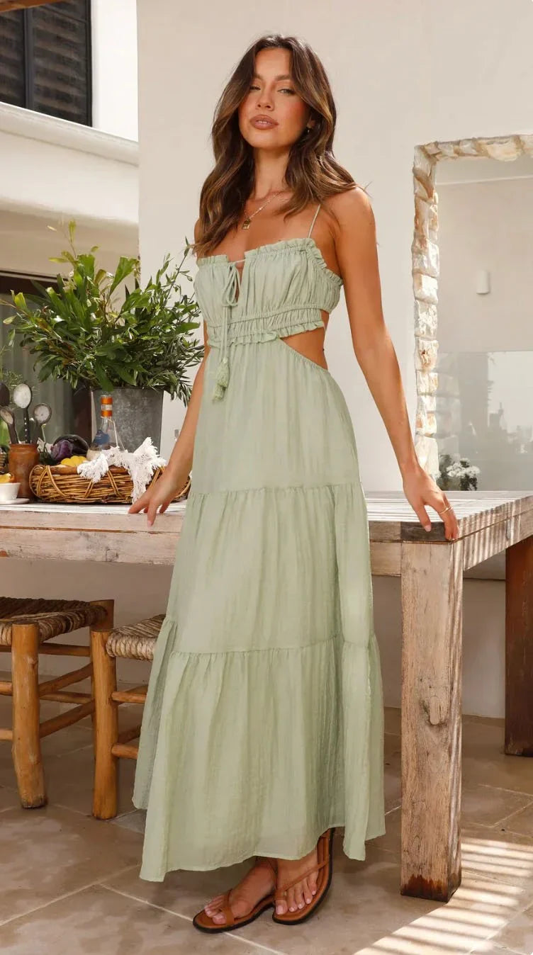Variant image for Robe Longue Femme Élégante Sans Manches avec Volants - Clara-21