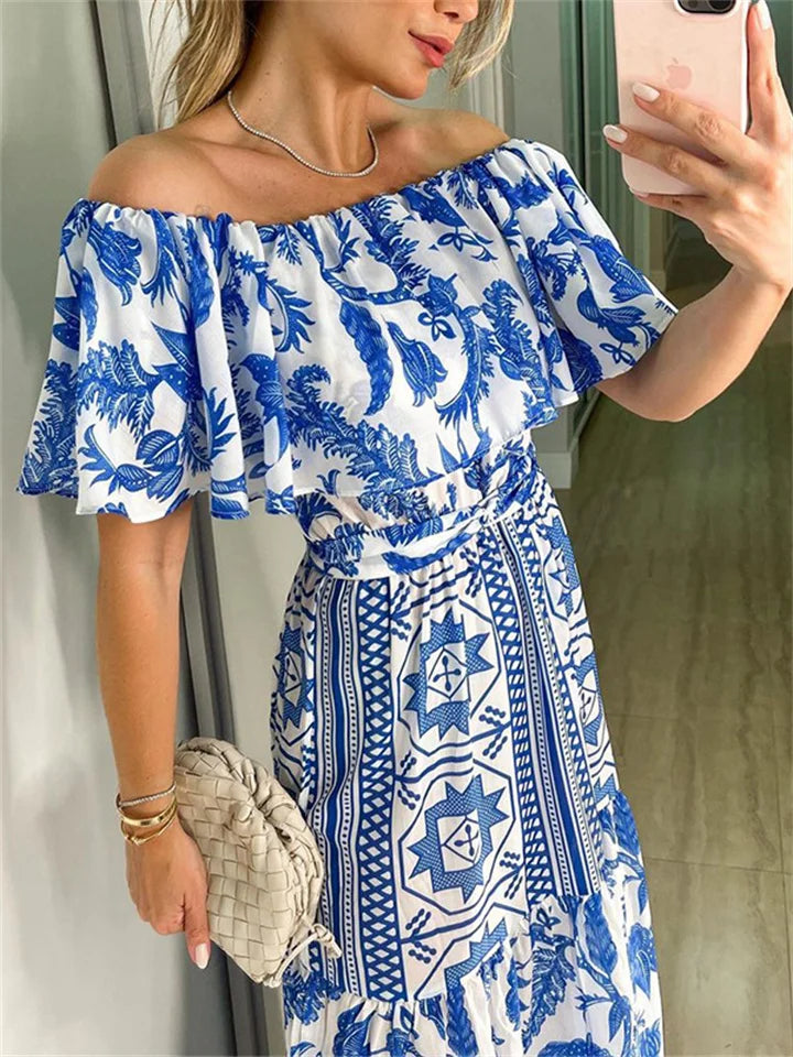 Robe Femme Imprimée Bohème Col Haut Élégante - Clara-3