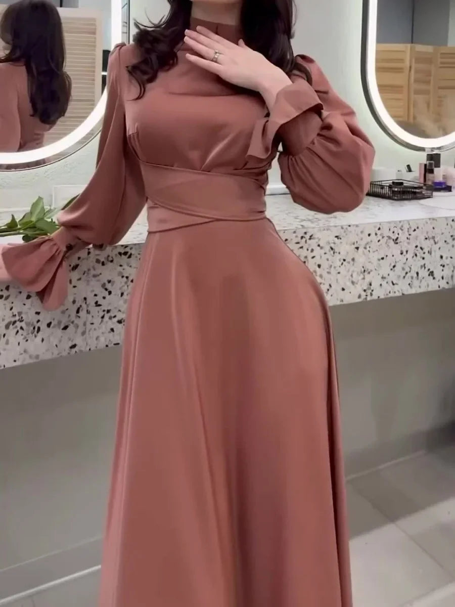 Robe Longue Femme Élégante à Manches Episcopales - Alba-2