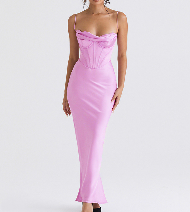 Variant image for Robe de Soirée Longue Satin Décolleté en Cœur Élégante - Selena-11