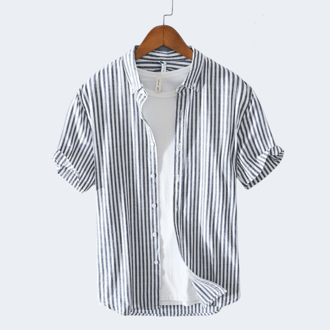 Chemise décontractée à manches courtes et rayures pour hommes - Thomas
