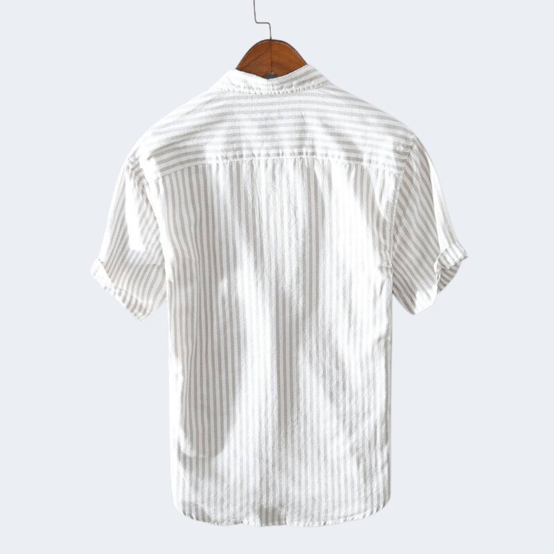Chemise décontractée à manches courtes et rayures pour hommes - Thomas