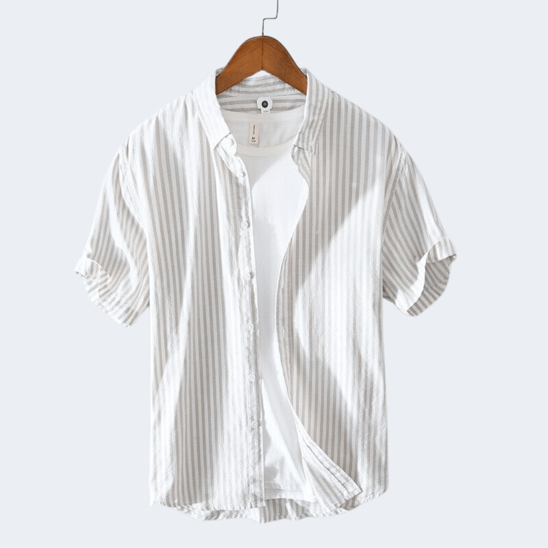 Chemise décontractée à manches courtes et rayures pour hommes - Thomas