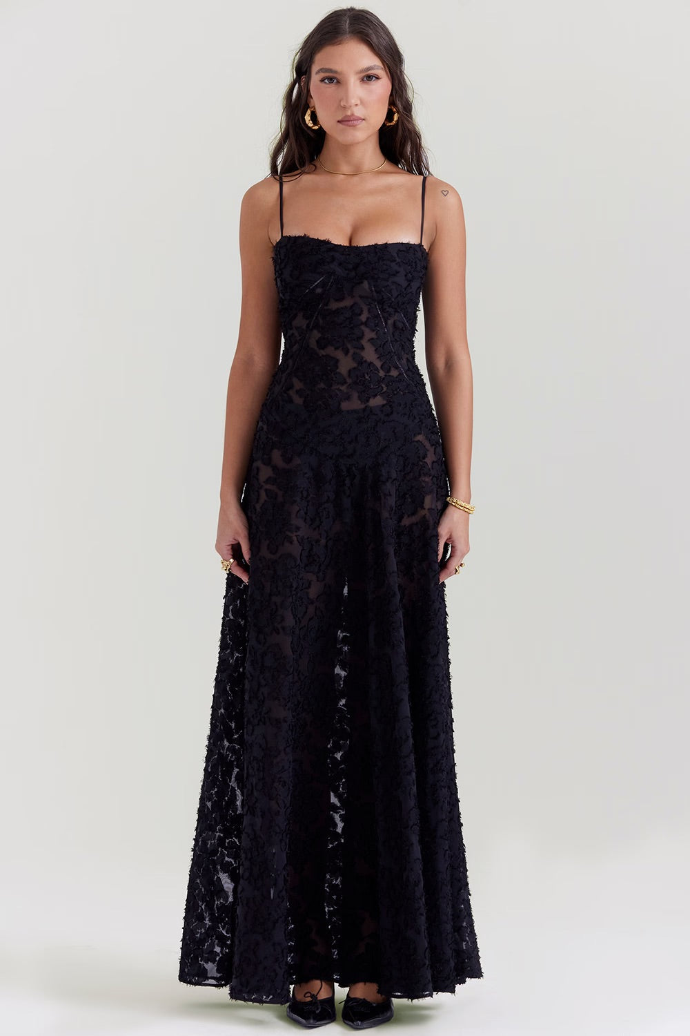 Variant image for Robe Femme Longue en Dentelle Vintage Scintillante - Claire-1